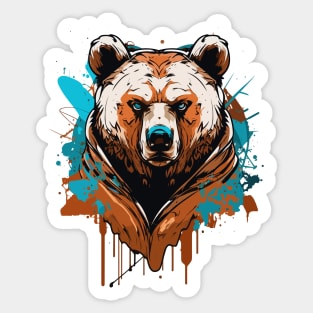 Graffiti Paint Grizzly Bear Creative Sticker